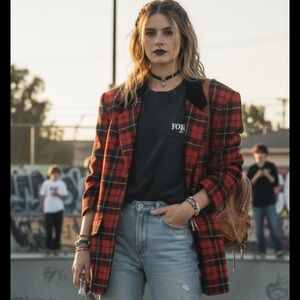 Vtg 90’s Pendleton Women Sz 10 Red Plaid Virgin Wool Blazer Jacket Tartan Preppy